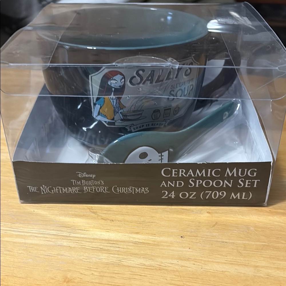 Disney Sally's Sleepytime Soup Mug and Spoon Set - Dark Green NWT